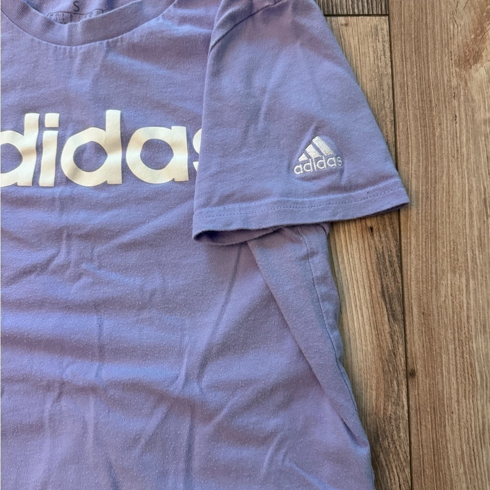 Adidas Girls' Small T-Shirt Cotton Purple Short Sleeve - Picture 5 of 8